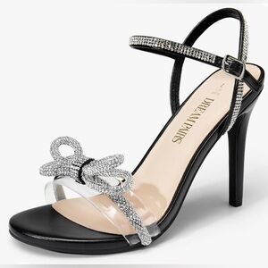 NWT Round Toe Rhinestone Double Bowknots Sparkly Stilettos, MULTI COLORS